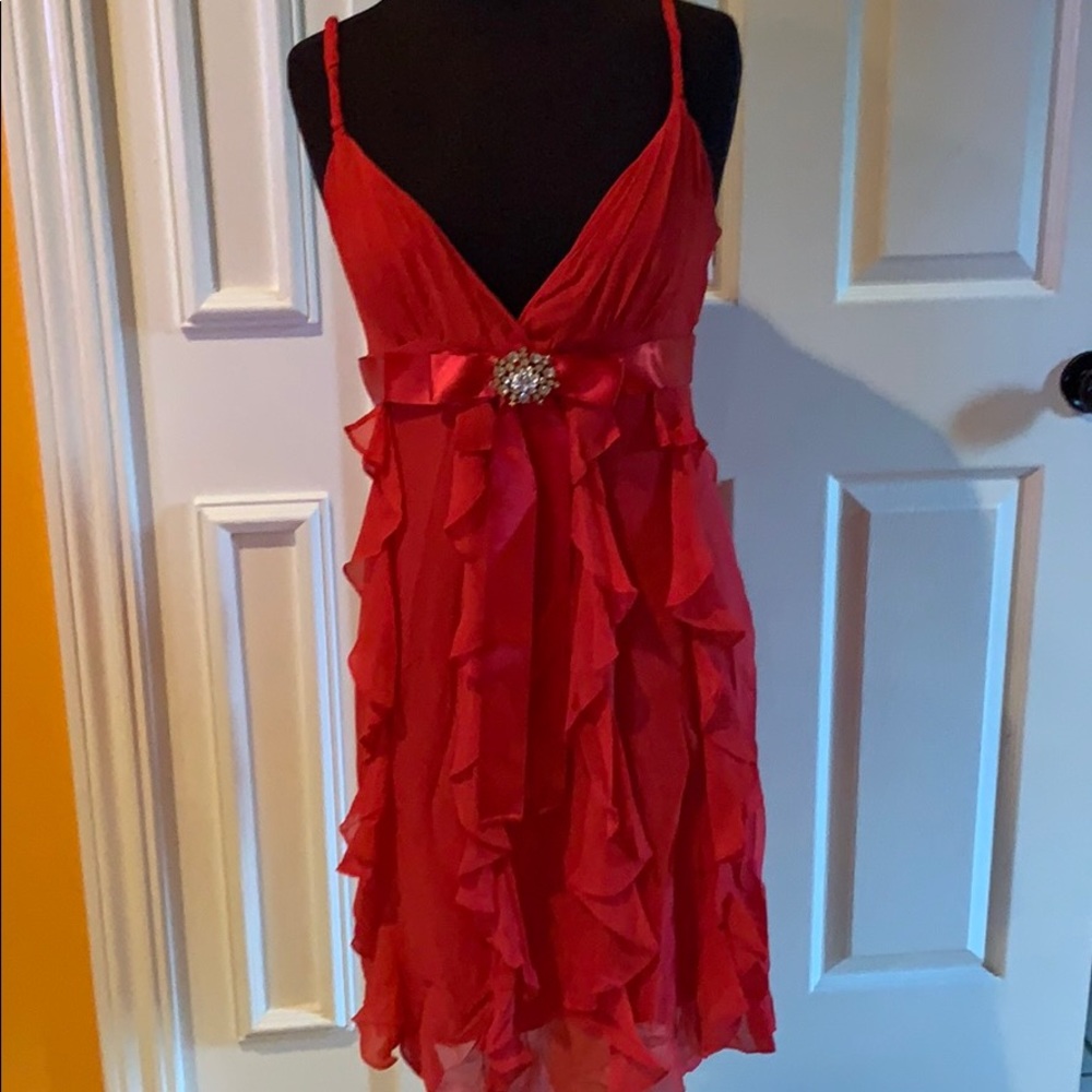 HOLIDAYS ARE CALLING! BCBG red silk dress. 🔥🔥🔥